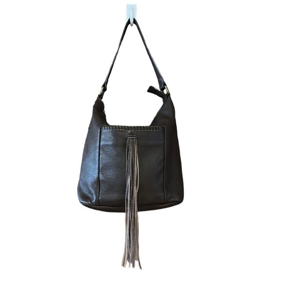 Lucky Brand Handbags - Lucky Brand Bohemian Brown Leather Shoulder Bag with Fringe & Zip Closure